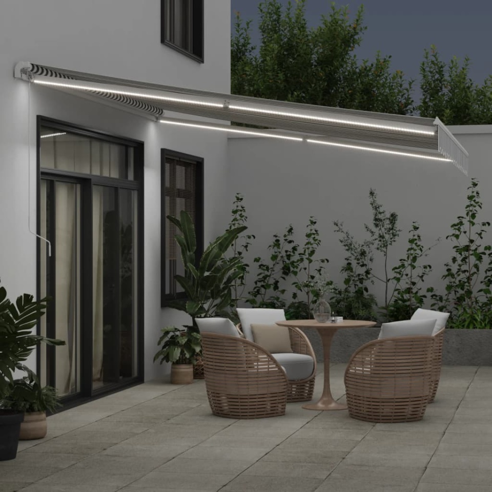 Copertină retractabilă manual cu LED, antracit/alb, 400x300 cm - 2 | YEO