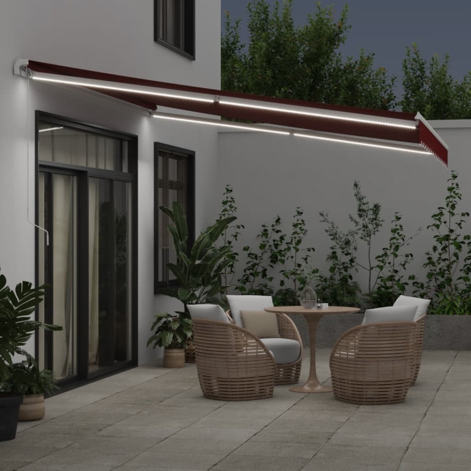 Copertina retractabilă manual cu LED, vișiniu, 400x300 cm - 2 | YEO