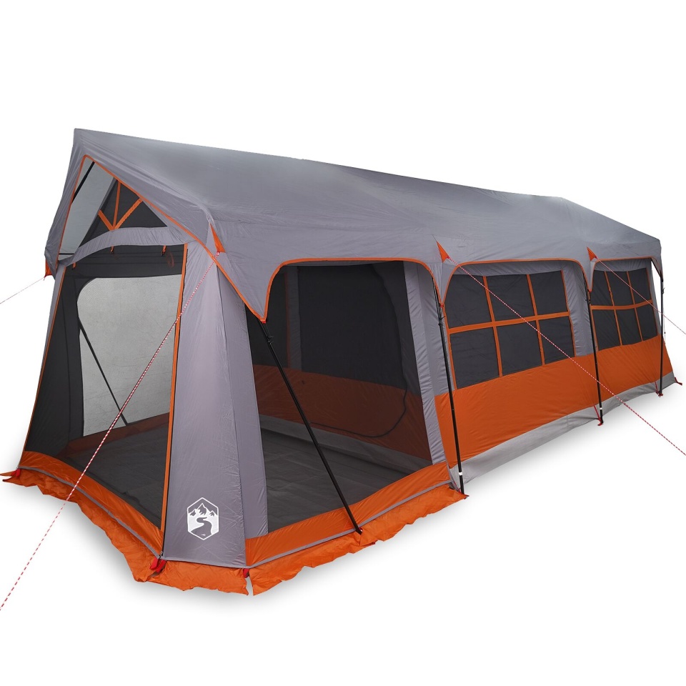 Cort Camping cu Feronerie Gri și Portocalie pentru 10 Persoane, Impermeabil - 2 | YEO