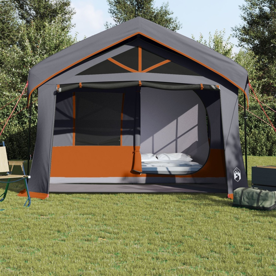 Cort Camping cu Feronerie Gri și Portocalie pentru 10 Persoane, Impermeabil - 3 | YEO