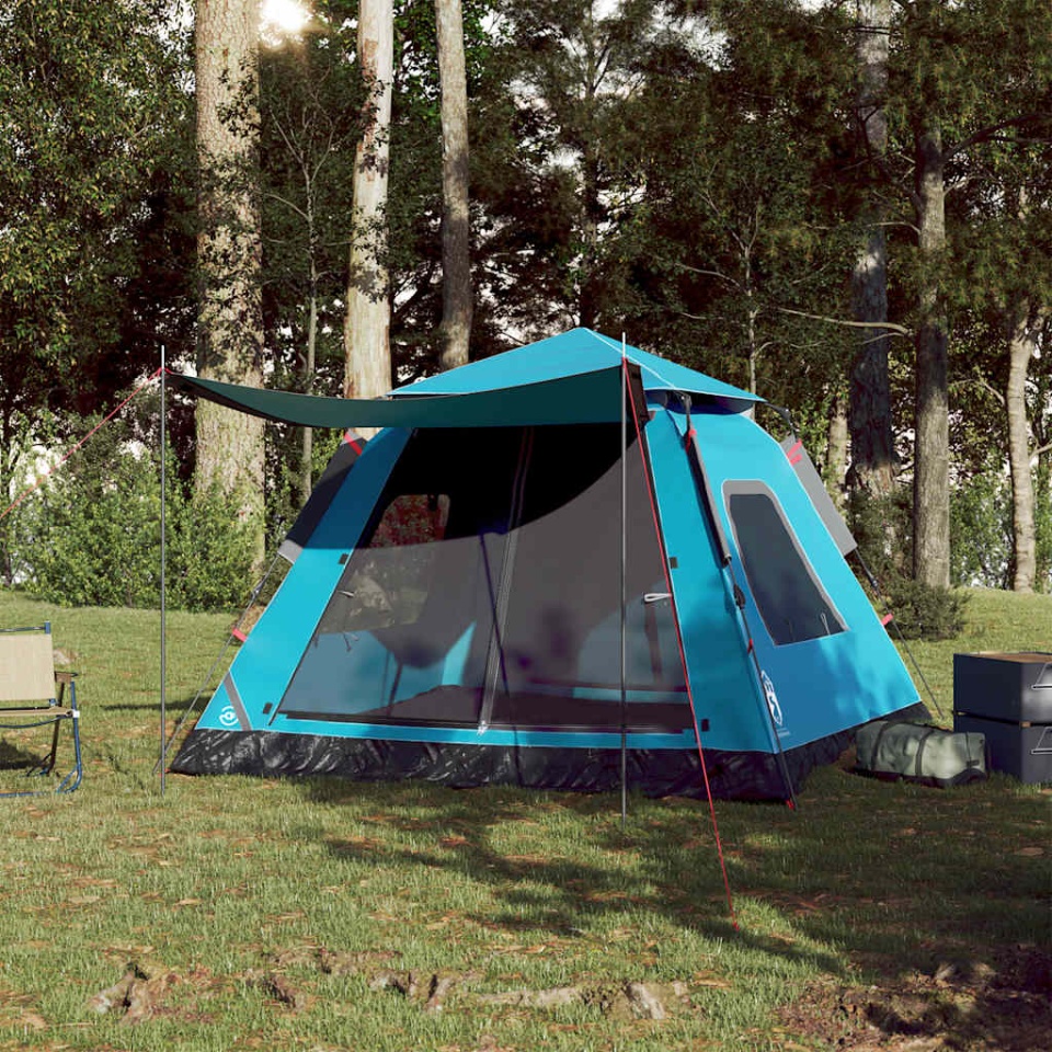 Cort de camping cupolă 5 persoane, setare rapidă, albastru - 2 | YEO