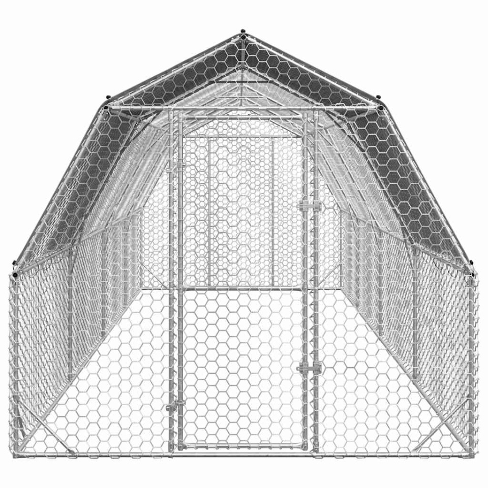 Coteț de păsări cu acoperiș 2,5x8x2,25 m oțel galvanizat - 2 | YEO
