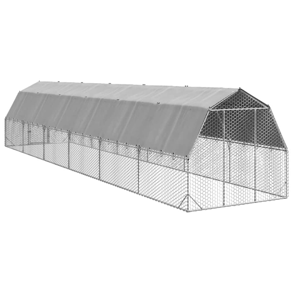 Coteț pentru păsări cu acoperiș 2,5x12x2,25 m oțel galvanizat