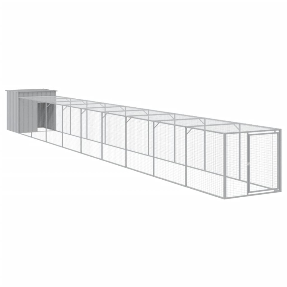Coteț pui cu incintă gri deschis 110x1017x110cm oțel galvanizat - 1 | YEO