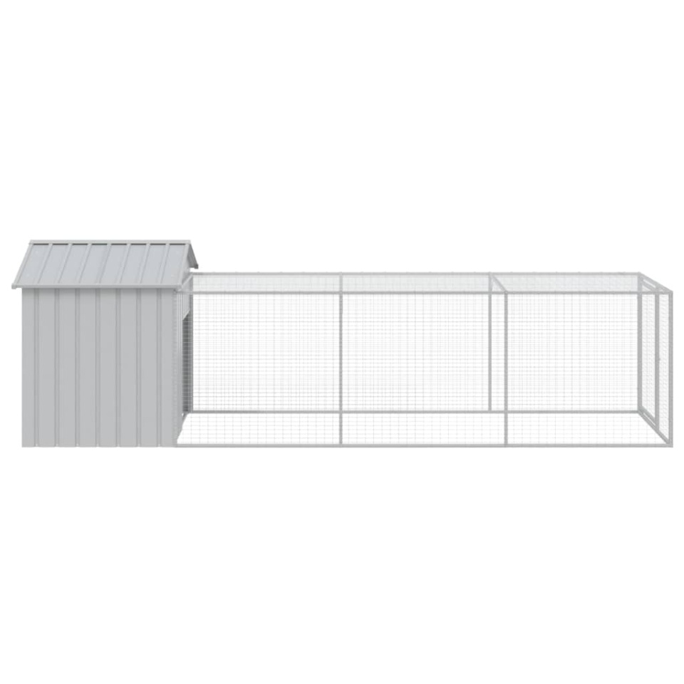 Coteț pui cu incintă gri deschis 117x405x123 cm oțel galvanizat - 3 | YEO