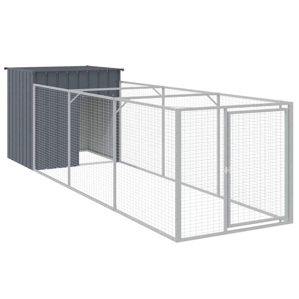Cușcă câine cu țarc antracit 110x405x110 cm oțel galvanizat - 1 | YEO