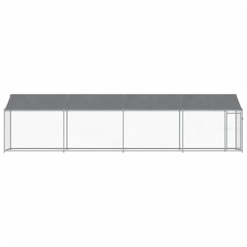 Cușcă câini cu acoperiș și uși, gri, 8x2x2 m, oțel galvanizat - 3 | YEO