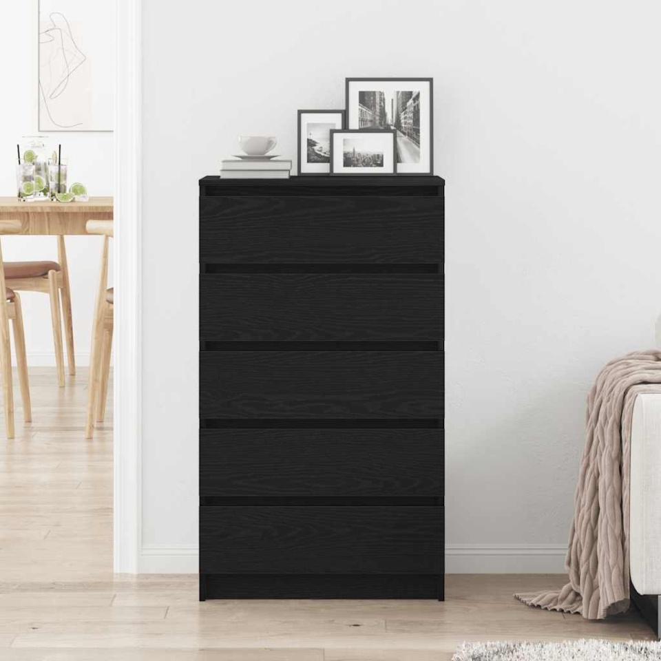 Dulap cu sertar, stejar negru, 60x36x103 cm, lemn prelucrat - 2 | YEO