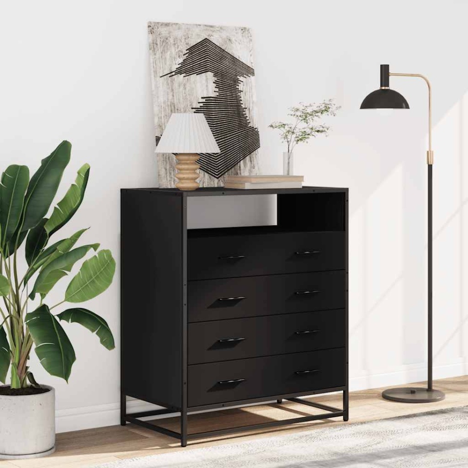 Dulap cu sertare, negru, 70x41x83,5 cm, lemn prelucrat - 2 | YEO