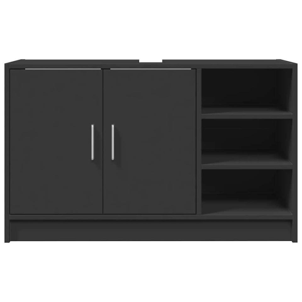 Dulap de chiuvetă, negru, 90x29x55 cm, lemn prelucrat - 3 | YEO