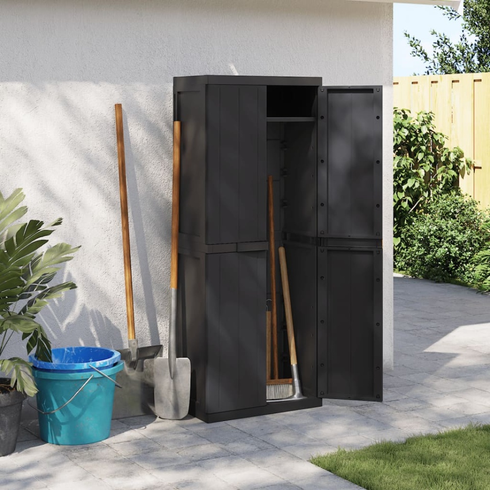 Dulap depozitare de exterior, negru, 65x37x165 cm, PP - 2 | YEO