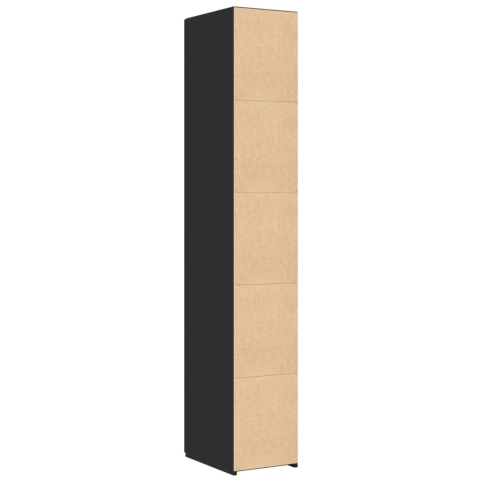 Dulap înalt, negru, 30x42,5x185 cm, lemn prelucrat - 4 | YEO