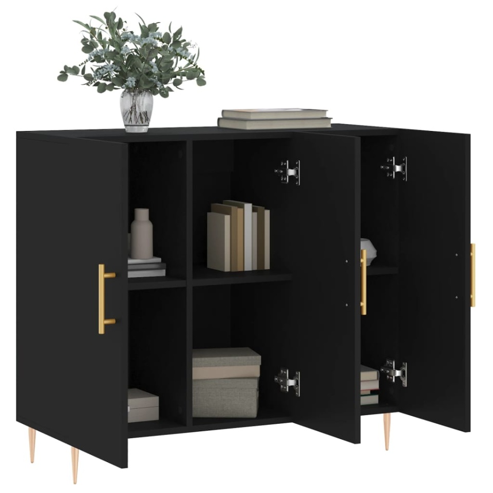 Dulap, negru, 90x34x80 cm, lemn compozit - 3 | YEO