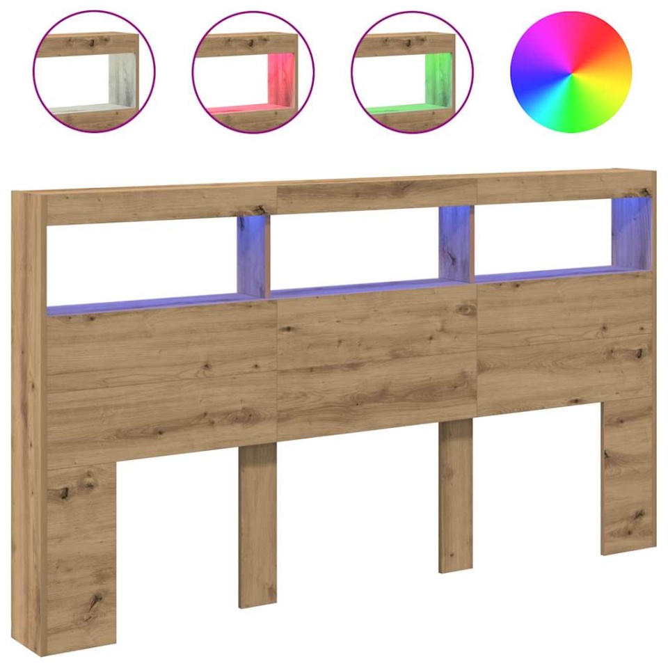 Dulap pentru tăblie cu LED Stejar Artisan 180x17x102 cm - 1 | YEO