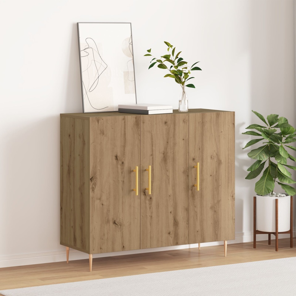 Dulap, stejar artizanal, 90x34x80 cm, lemn prelucrat - 3 | YEO