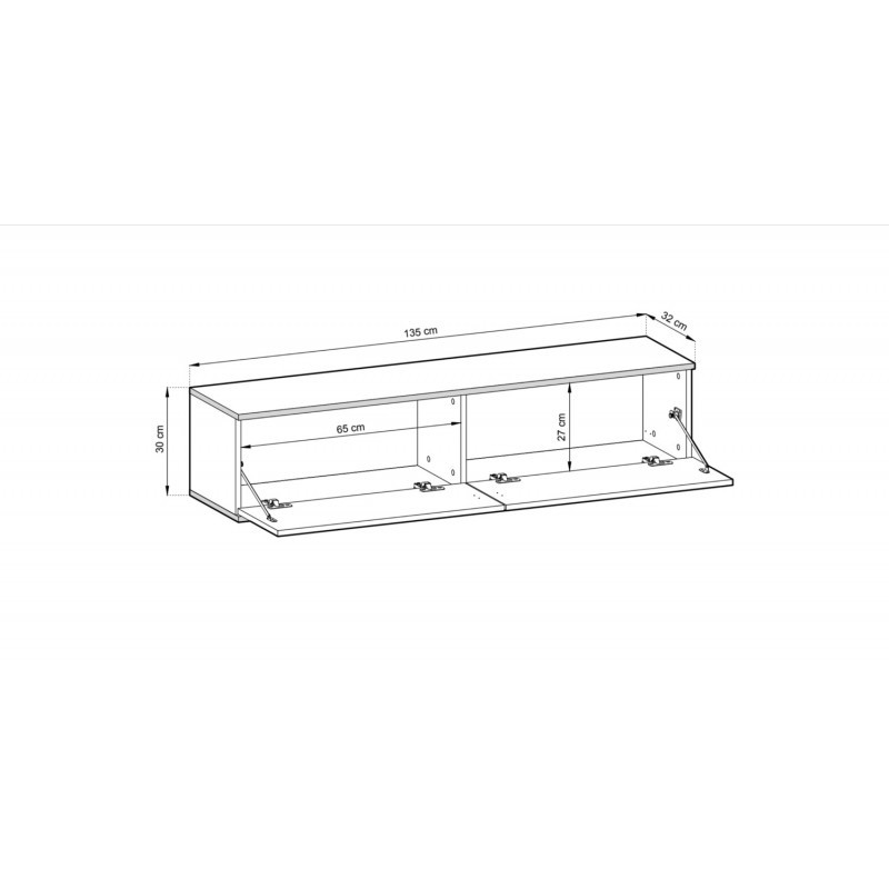 Dulap TV Bari BA03 MDF, gri, 135 cm 2D - 2 | YEO