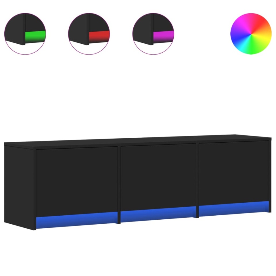 Dulap TV cu LED, negru, 140x34x40 cm, lemn prelucrat - 1 | YEO