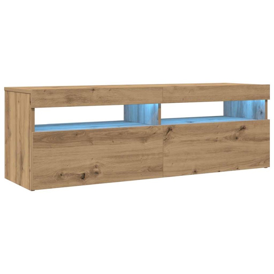 Dulap TV cu LED stejar artizanal 120x35x40 cm lemn prelucrat - 2 | YEO