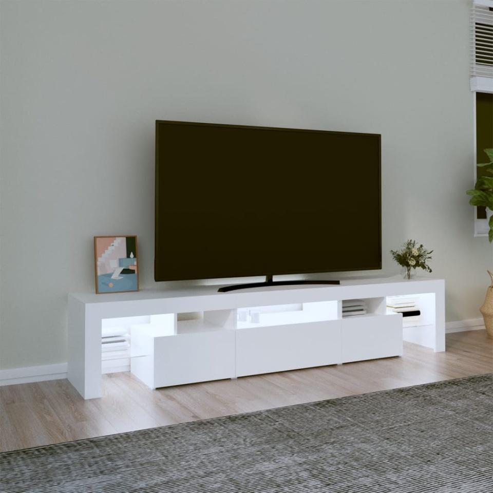 Dulap TV cu lumini LED alb 200x36,5x40 cm - 2 | YEO