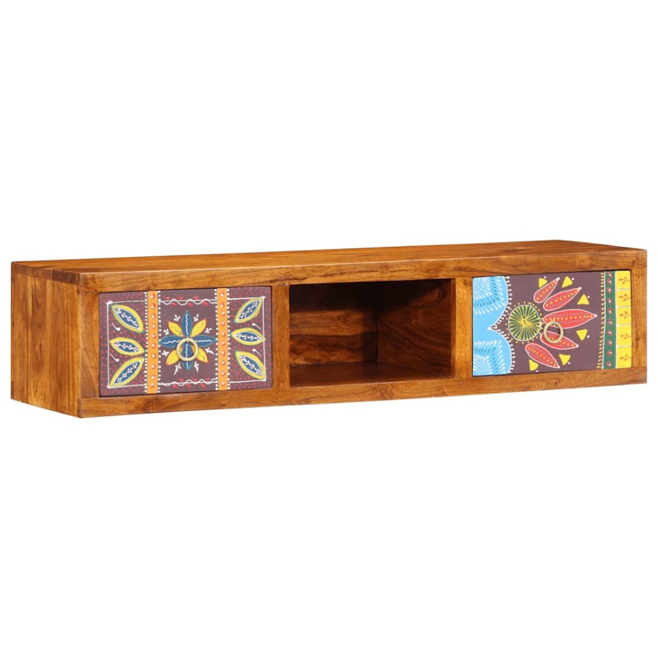 Dulap TV de perete multicolor 100x30x22 lemn masiv de salcam