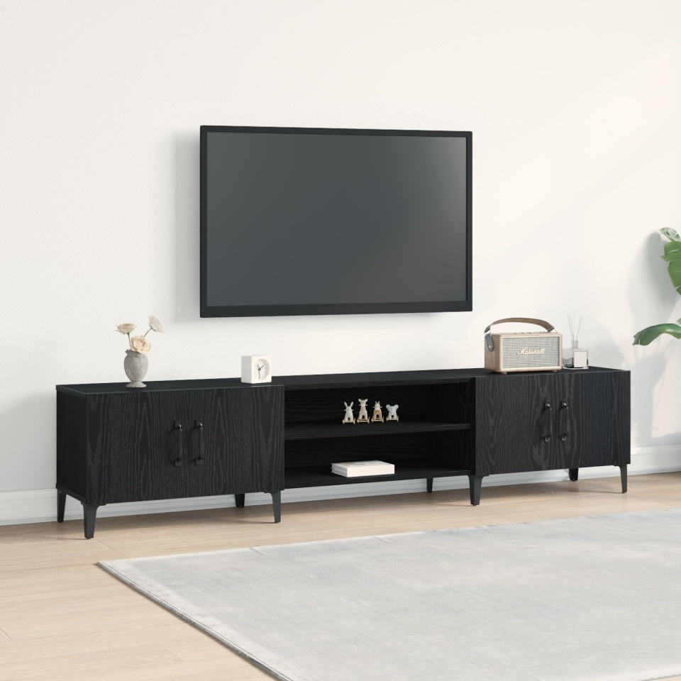 Dulap TV Negru Stejar 180x31,5x40 cm Lemn Prelucrat