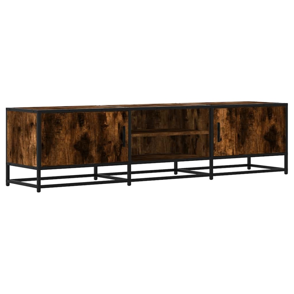 Dulap TV stejar fumuriu, 160x35x41 cm lemn prelucrat și metal - 1 | YEO