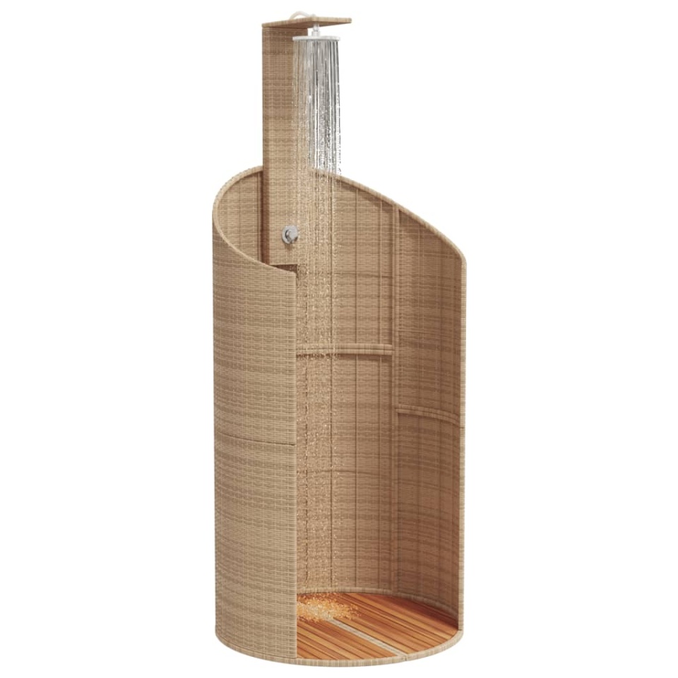 Duș de exterior, bej, 100x100x241,5 cm, poliratan/lemn acacia - 3 | YEO
