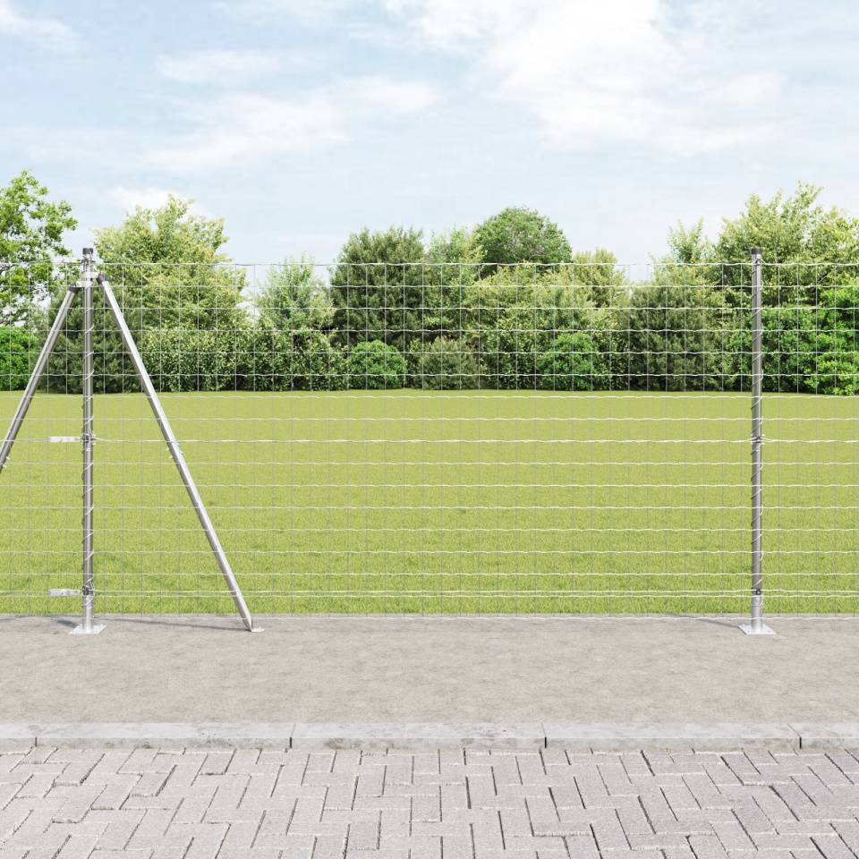 Euro Fence cu 7 Stâlpi Flanșați 1.2x10 m Oțel Galvanizat