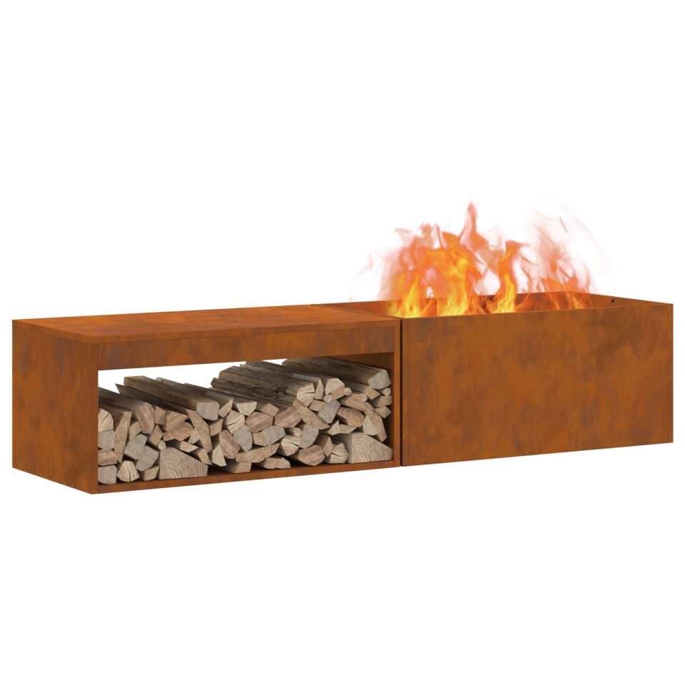 Focar cu Depozitare pentru Lemne 160x45x35 cm Oțel Rezistent la Intemperii - 2 | YEO