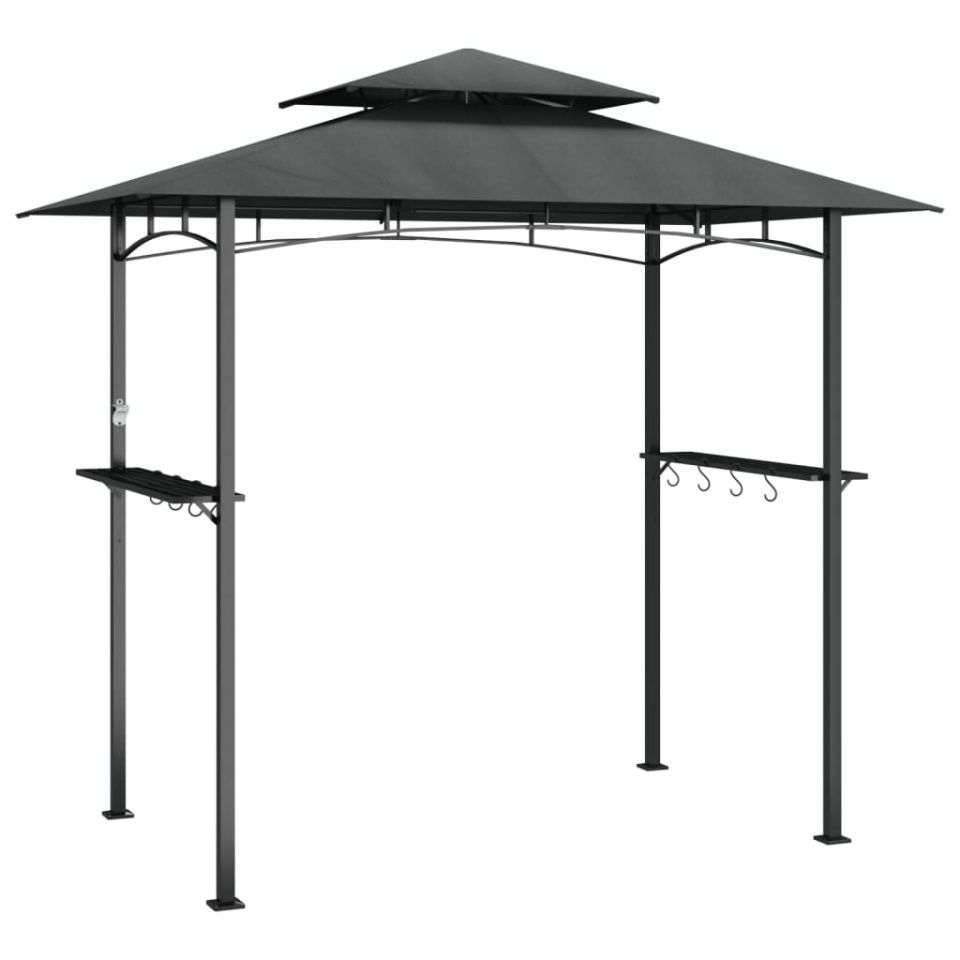 Foișor grătar cu rafturi laterale, antracit 240x150x243 cm oțel - 1 | YEO