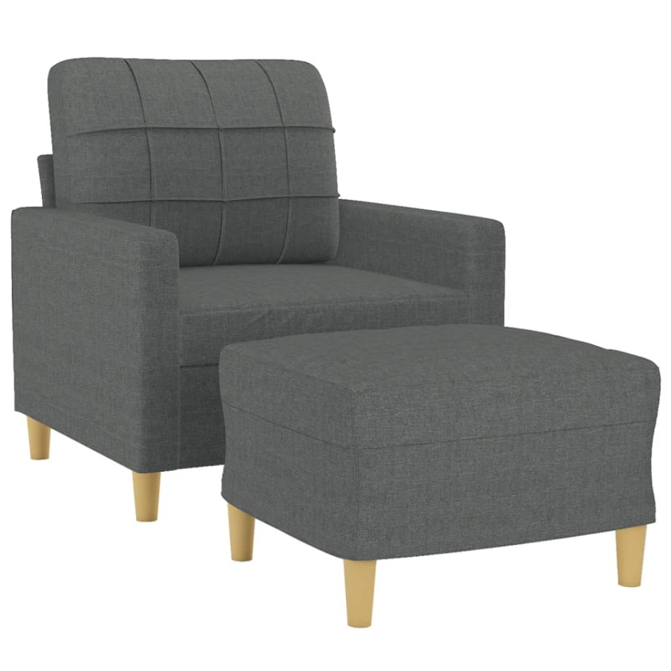 Fotoliu canapea cu taburet, gri închis, 60 cm, textil - 2 | YEO