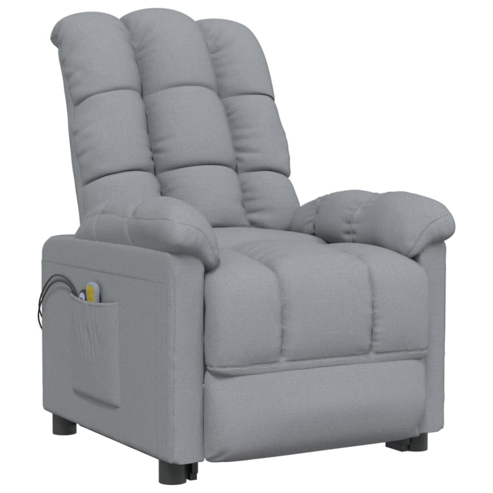 Fotoliu de masaj electric rabatabil, gri deschis, textil - 2 | YEO