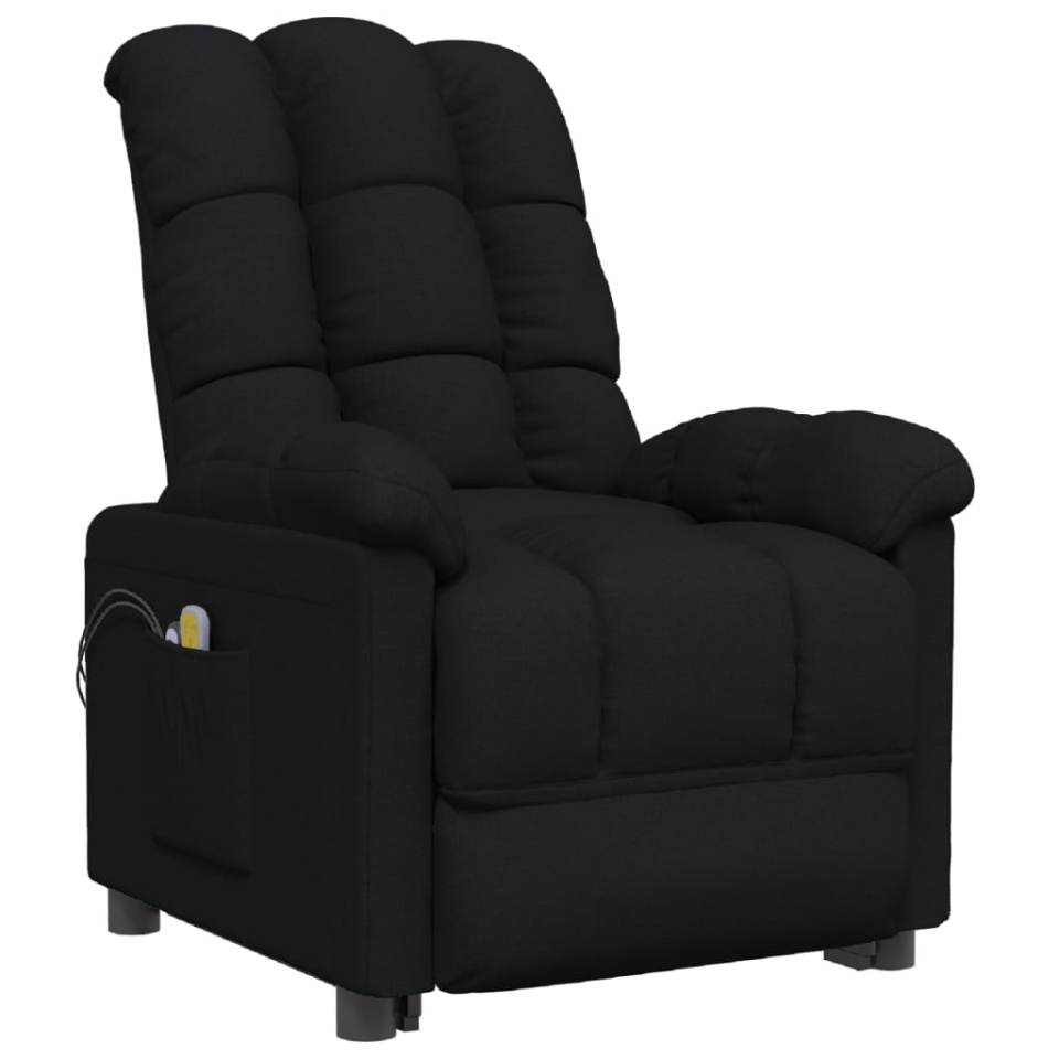 Fotoliu de masaj electric rabatabil, negru, textil - 2 | YEO