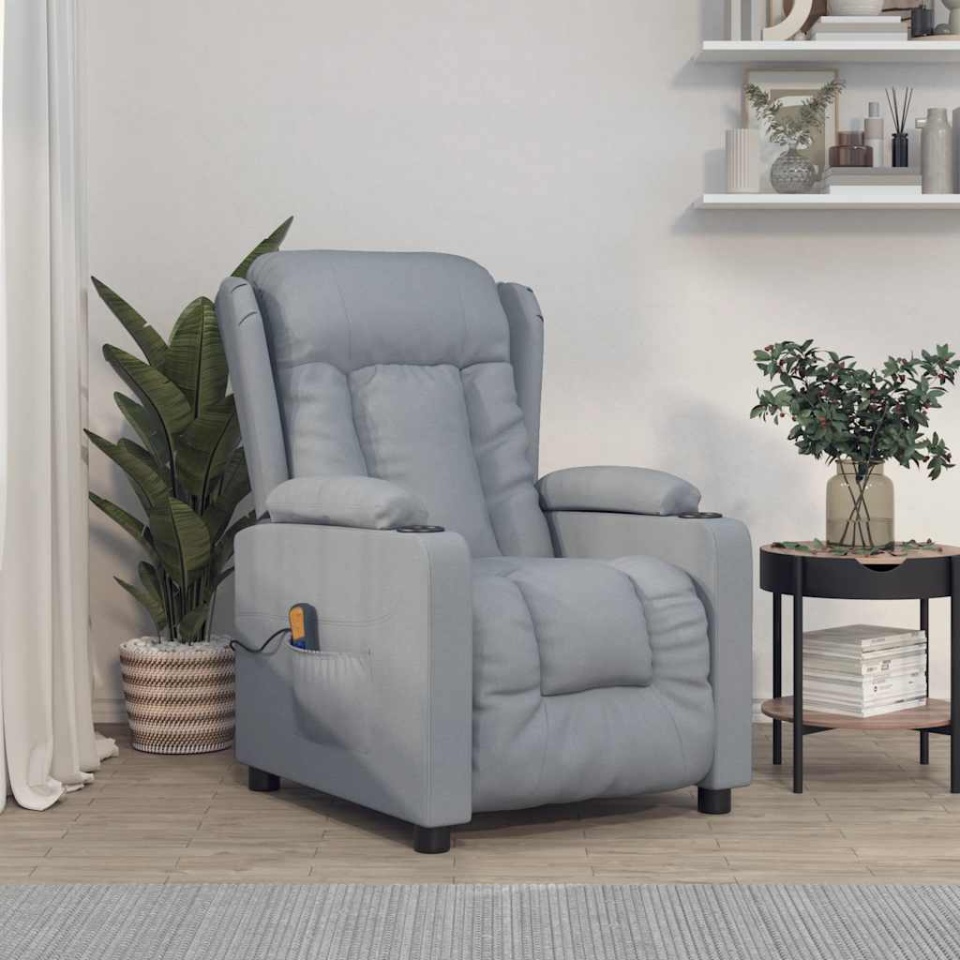 Fotoliu de masaj, gri deschis, material textil