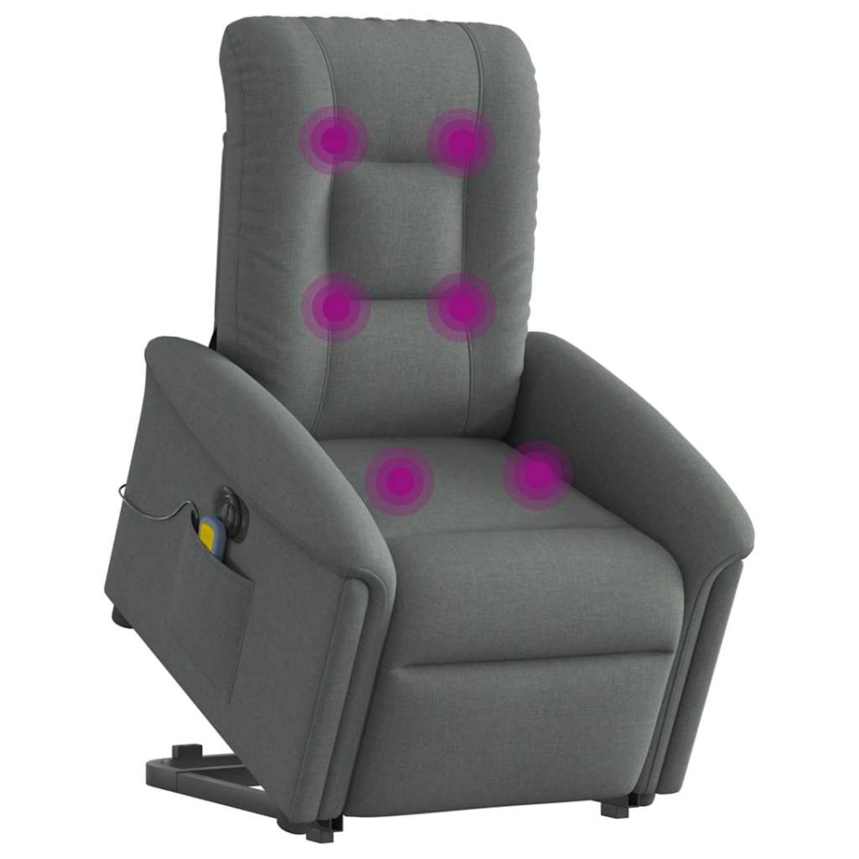 Fotoliu electric masaj rabatabil cu ridicare, gri închis textil - 2 | YEO