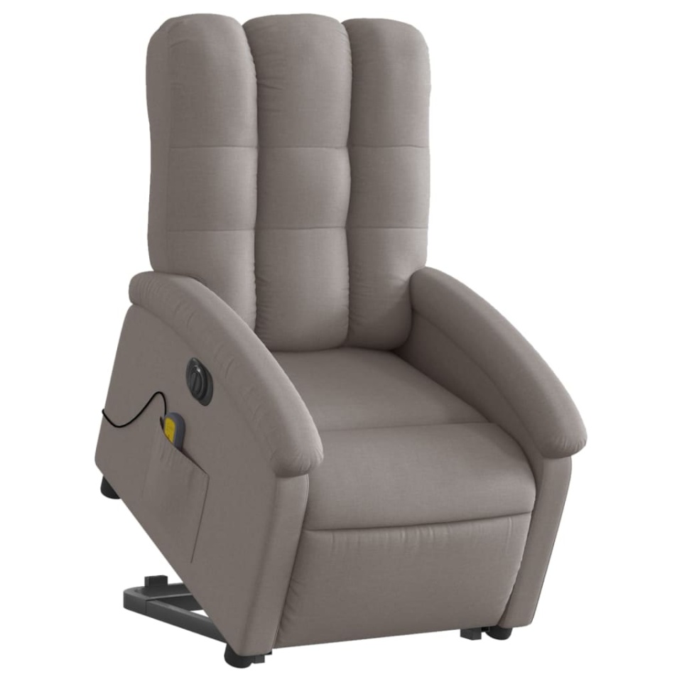 Fotoliu electric masaj rabatabil cu ridicare, gri taupe, textil - 2 | YEO