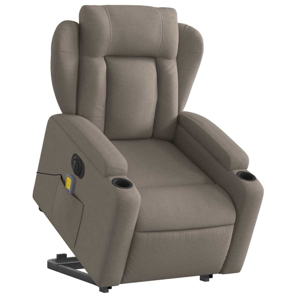 Fotoliu electric masaj rabatabil cu ridicare, gri taupe, textil - 2 | YEO