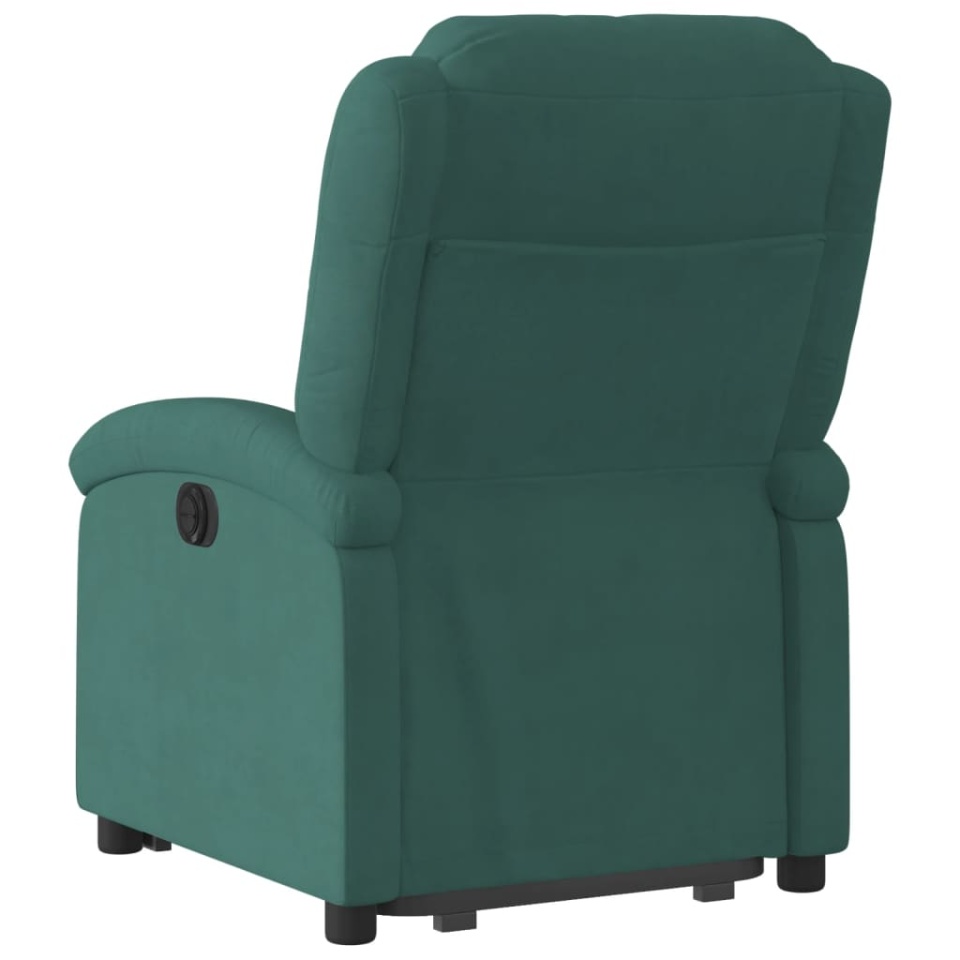 Fotoliu electric rabatabil cu ridicare, verde închis, catifea - 3 | YEO