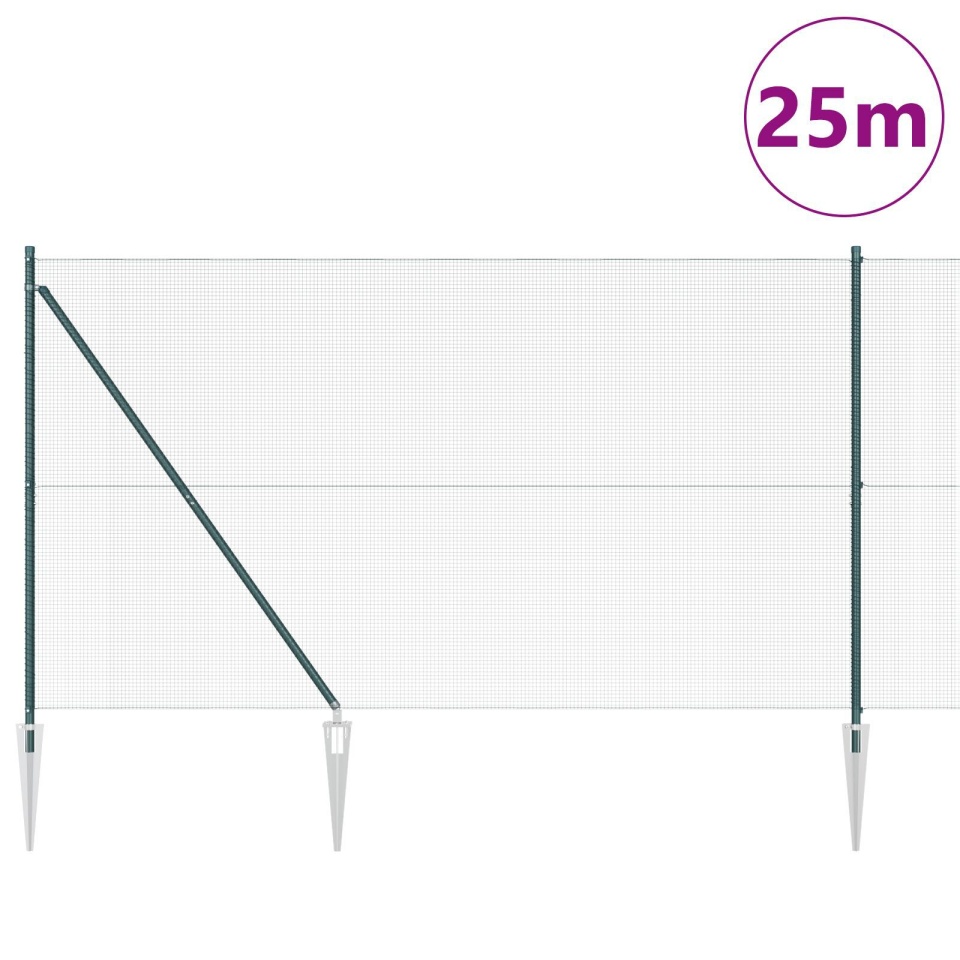 Gard din Fier Sudat cu 13 Piroane Verzi 1.6 x 2.5 m Oțel - 2 | YEO