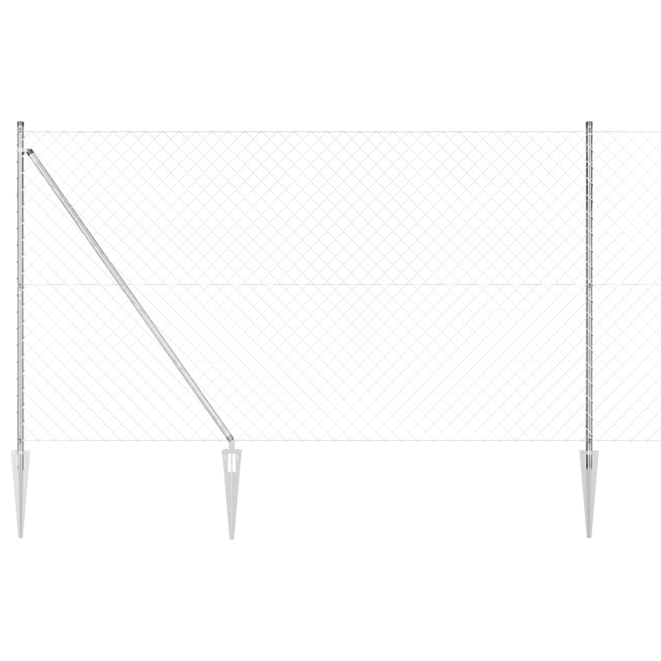 Gard din plasă de sârmă cu 7 stâlpi cu țeavă 1.6x10 m din oțel galvanizat - 1 | YEO