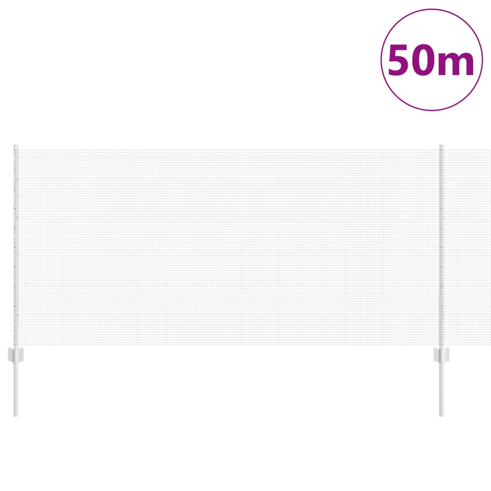 Gard din Sârmă Sudată cu 44 U Posturi Argintii 1x50 m Oțel - 2 | YEO