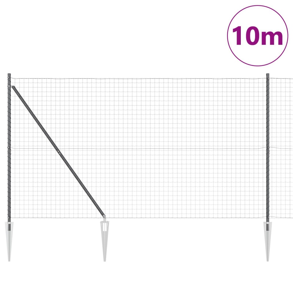 Gard Euro cu 7 Stâlpi Spike 1.5x10 m Oțel Galvanizat Gri - 2 | YEO
