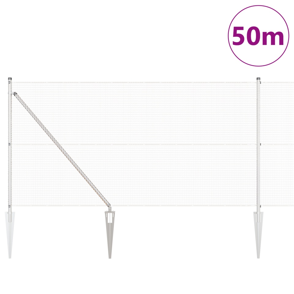 Gard Sârmă Sudat cu 13 Posturi de Vârf 1x50 m Oțel Galvanizat - 2 | YEO
