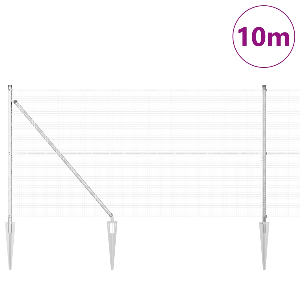 Gard Sârmă Sudată cu 7 Stâlpi de 1.2x10 m din Oțel Galvanizat - 2 | YEO