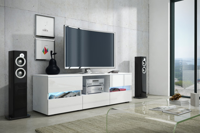 Global Ii (Comoda Tv) White/White High Gloss