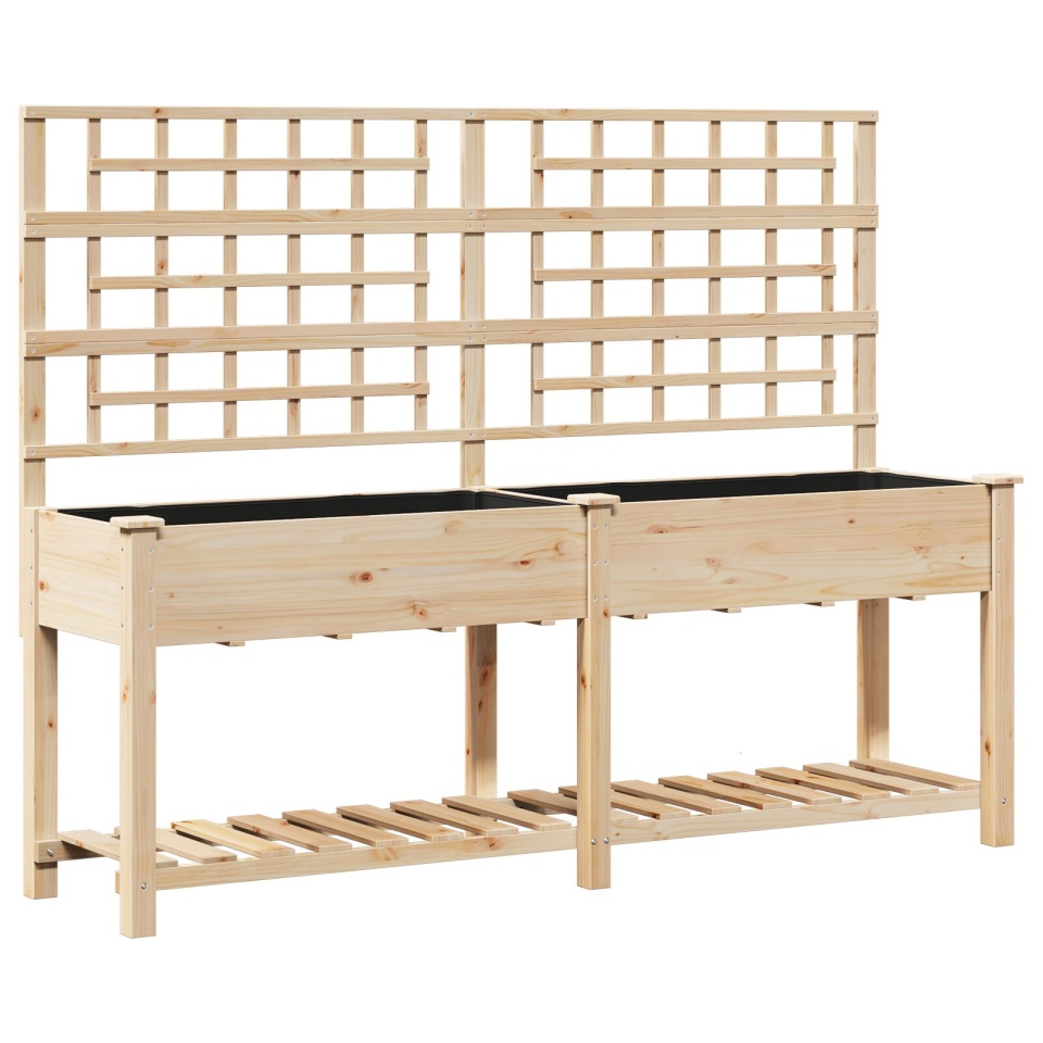 Gradină Jardiniere cu Trellis și Raft 203x53x152 cm Lemn Masiv de Brad - 1 | YEO
