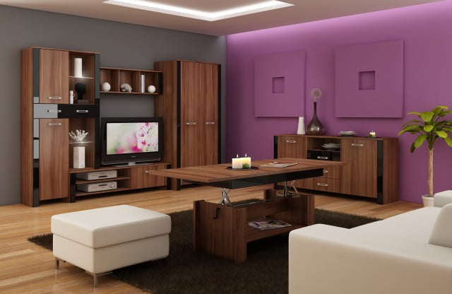 Hugo Set 2 (Mobila Sufragerie De Perete) Plum/Black High Gloss