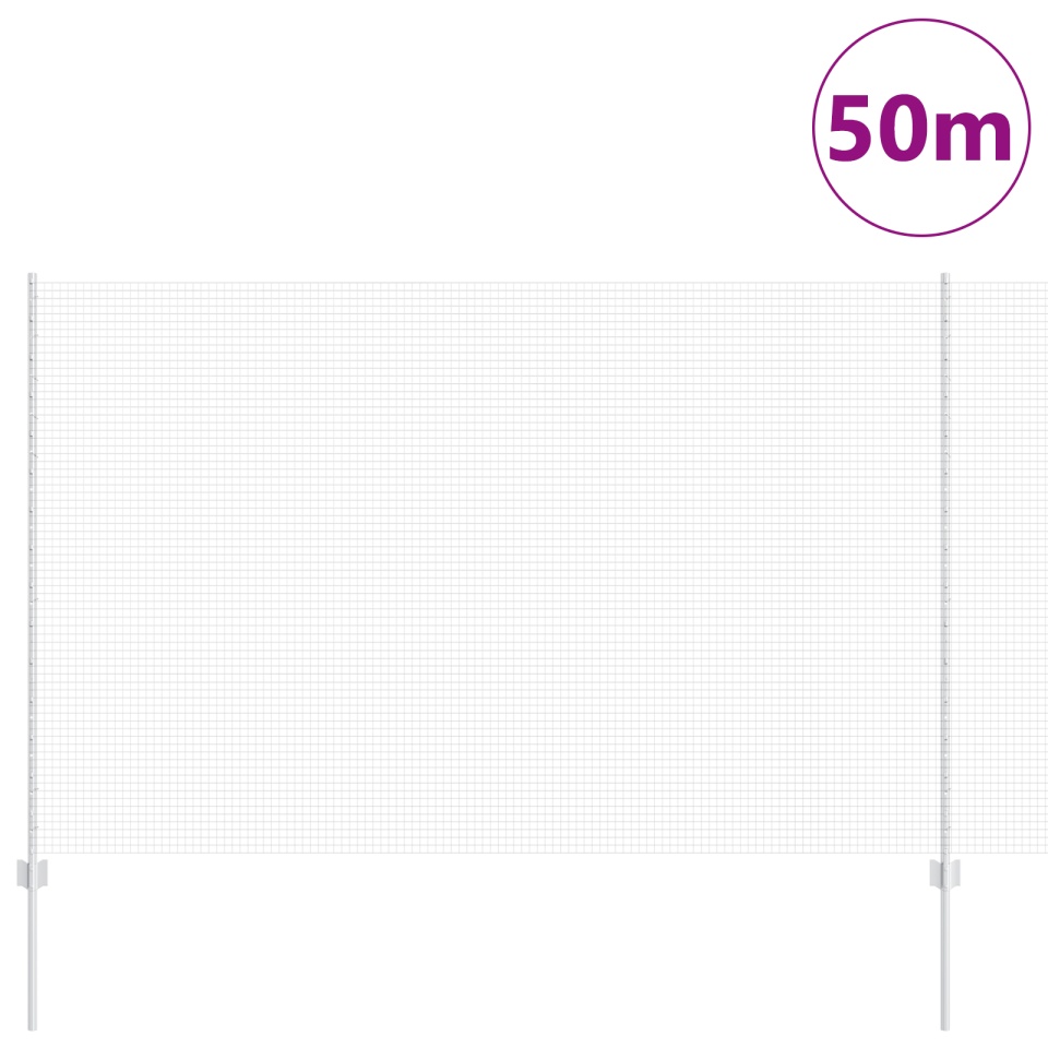 Împrejmuire din Sârmă Sudată cu 44 U Posts Argintie 1.5x50 m Oțel - 2 | YEO