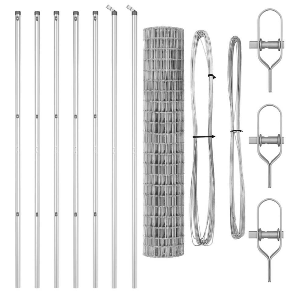 Împrejmuirea Euro cu 7 stâlpi 1.5x10 m Oțel galvanizat - 1 | YEO