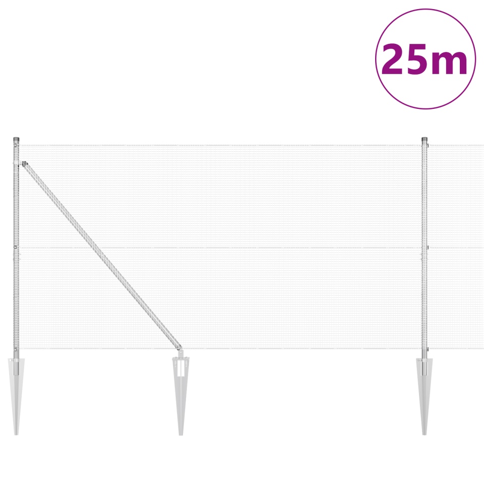 Îngrădire din Sârmă Sudată cu 13 Țâra 1.2x25 m Oțel Galvanizat - 2 | YEO